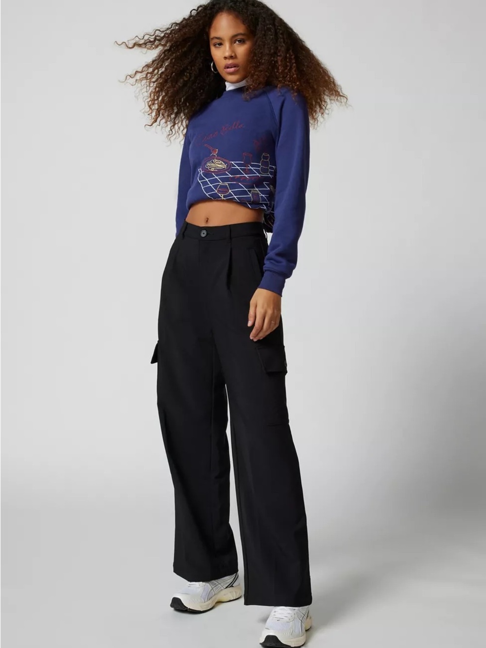 PISTOLA Black Wide-Leg Cargo Trousers